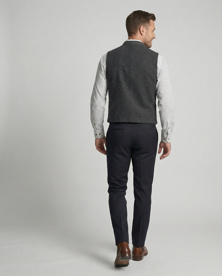 Joaquin | Traditional Gray Stand Collar Button-Up Vest