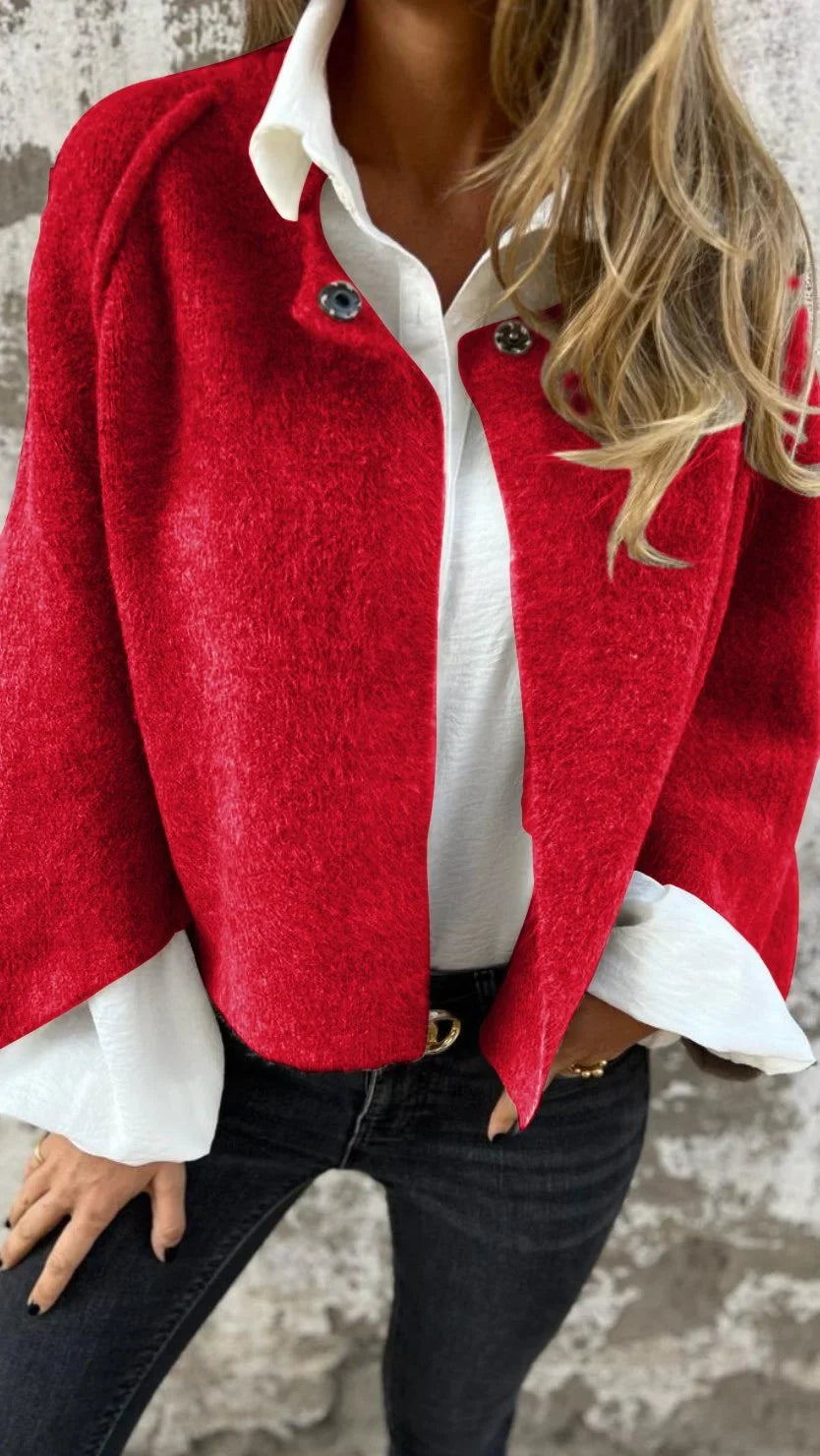 Fallon | Elegant Cropped Wool Coat With Round Neck