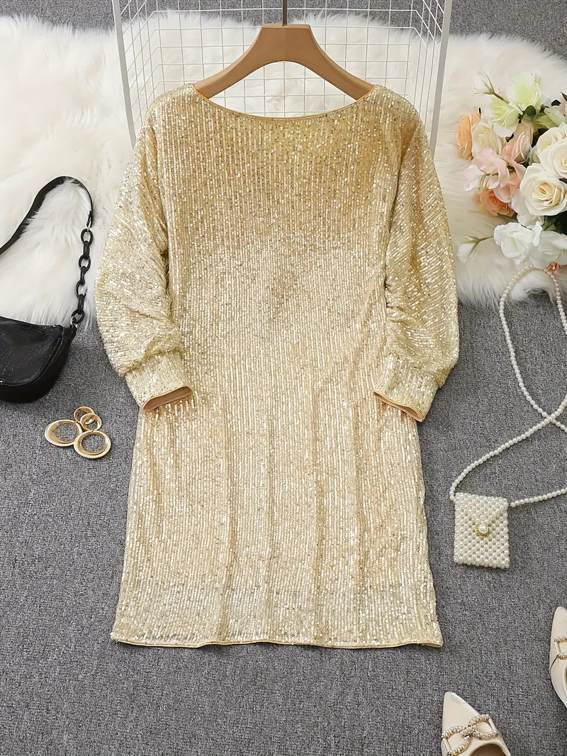 Felicity | Elegant Off-Shoulder Sequin Mini Party Dress