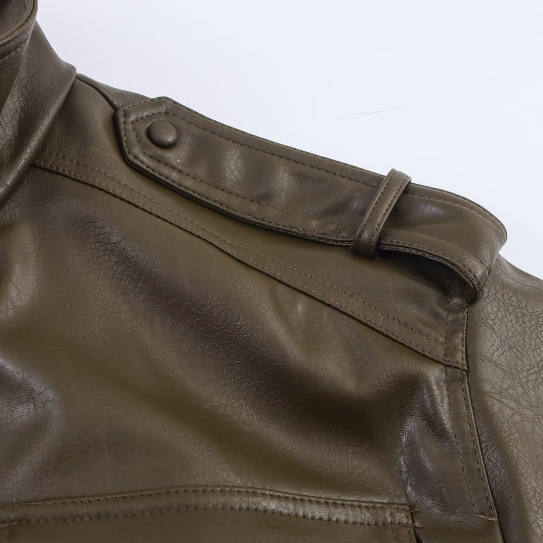 Cordelia | Chic Cropped Faux Leather Bomber Jacket With Ribbed Cuffs