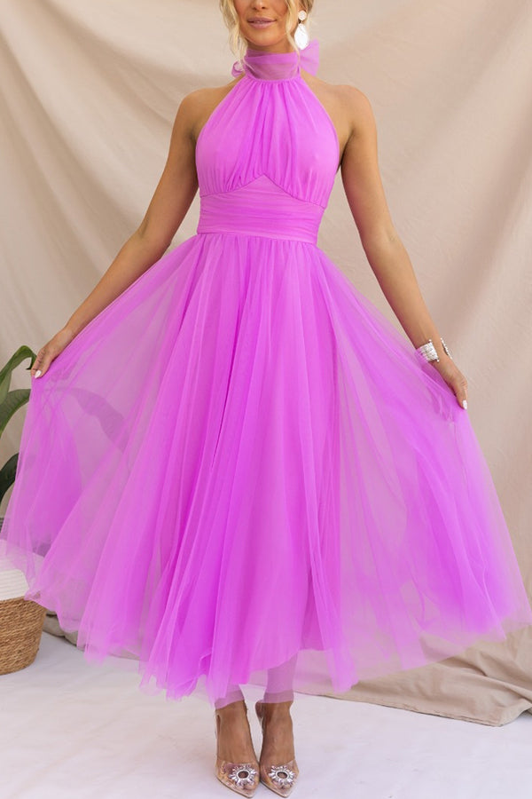 Beatrice | Elegant Halter Tulle Maxi Dress