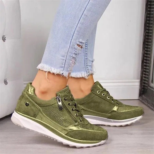 Gabri | Stylish Zip-Up Orthopedic Sneakers With Metallic Accents