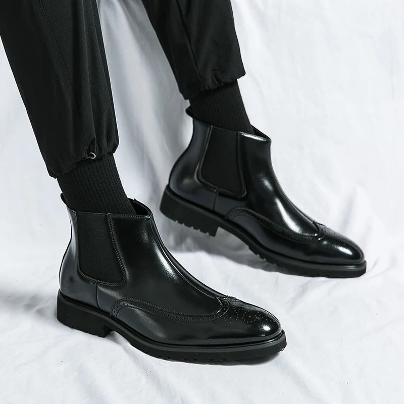 Margot | Elegant Brogue Chelsea Boots With Premium Leather