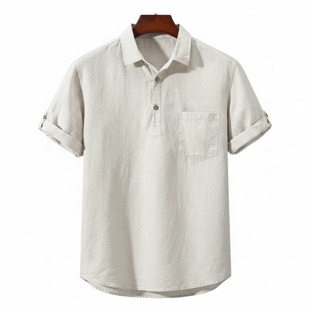 Oslo | Casual Linen Henley Shirt Men - Short Sleeve