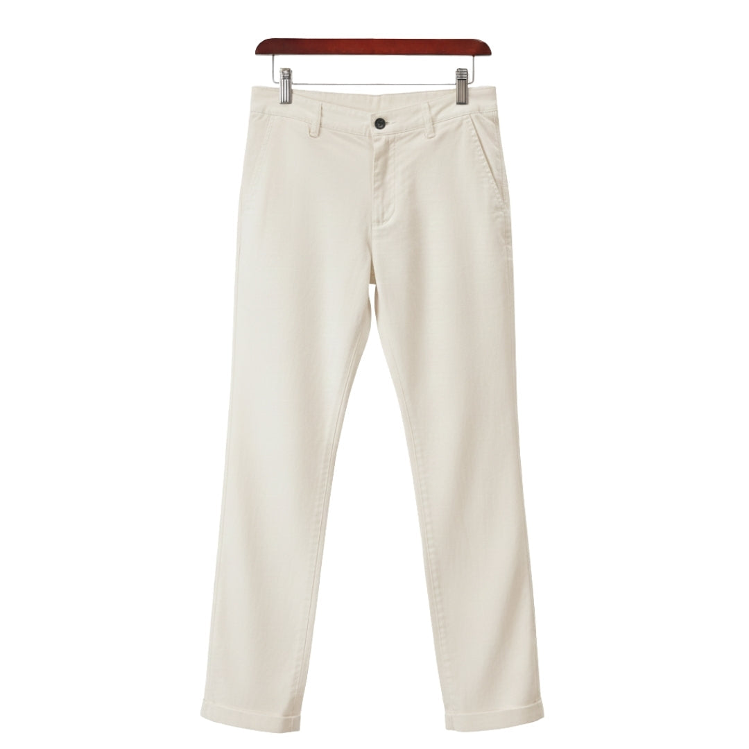 Evander | Premium White Linen Straight Leg Casual Pants Men