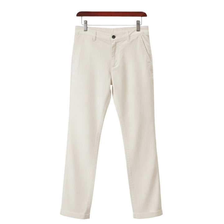 Evander | Premium White Linen Straight Leg Casual Pants Men