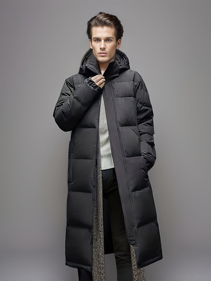 Enya | Stylish Long Hooded Puffer Coat For Men