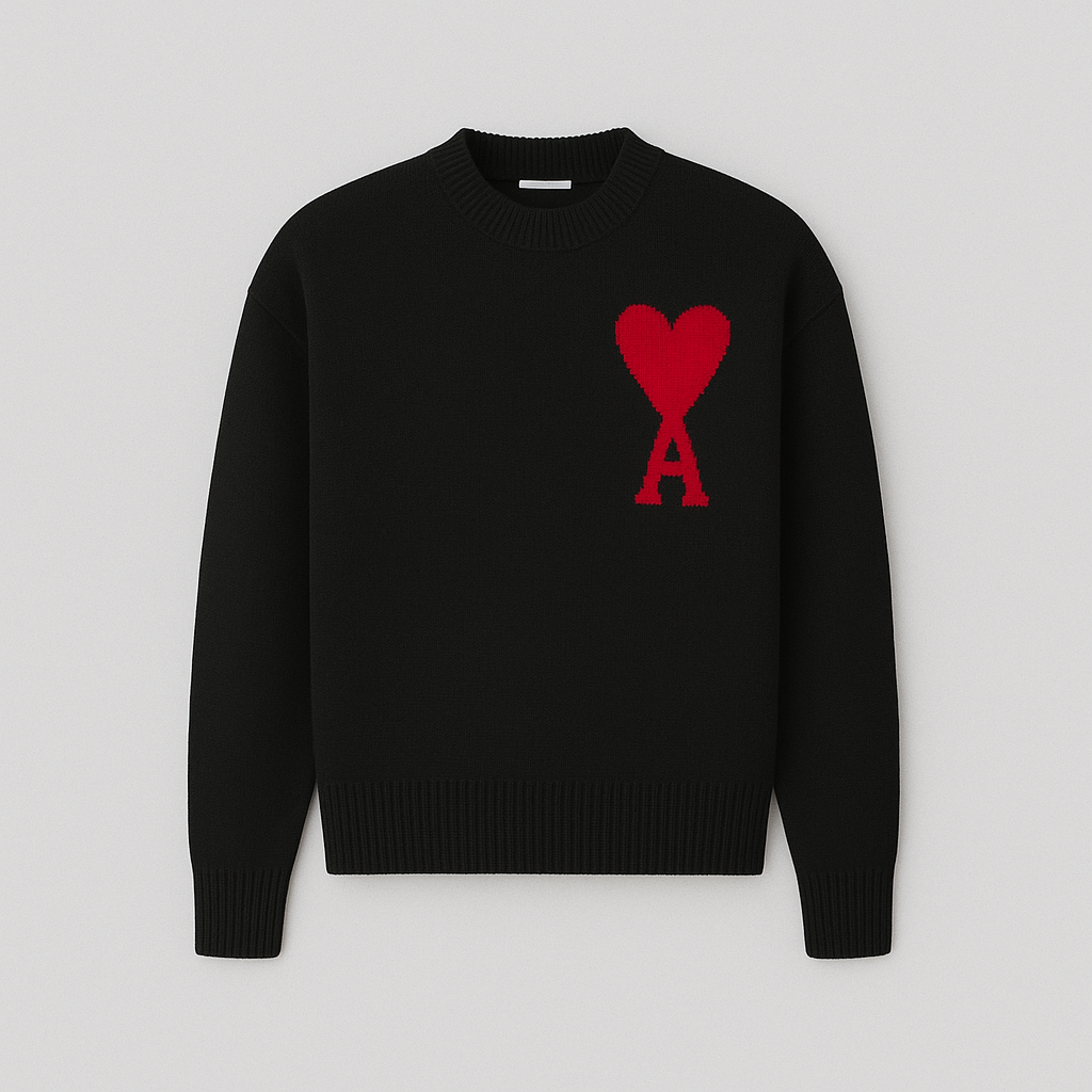 Cordelia | Chic Heart Detail Crew Neck Knit Sweater