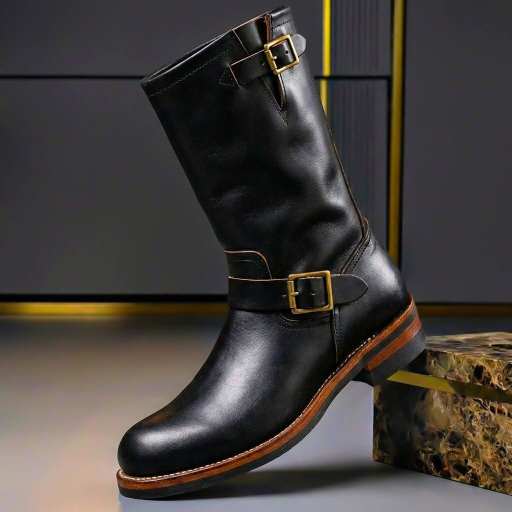 Evelyn | Stylish Men's Vintage Leather Boots With Buckle Details