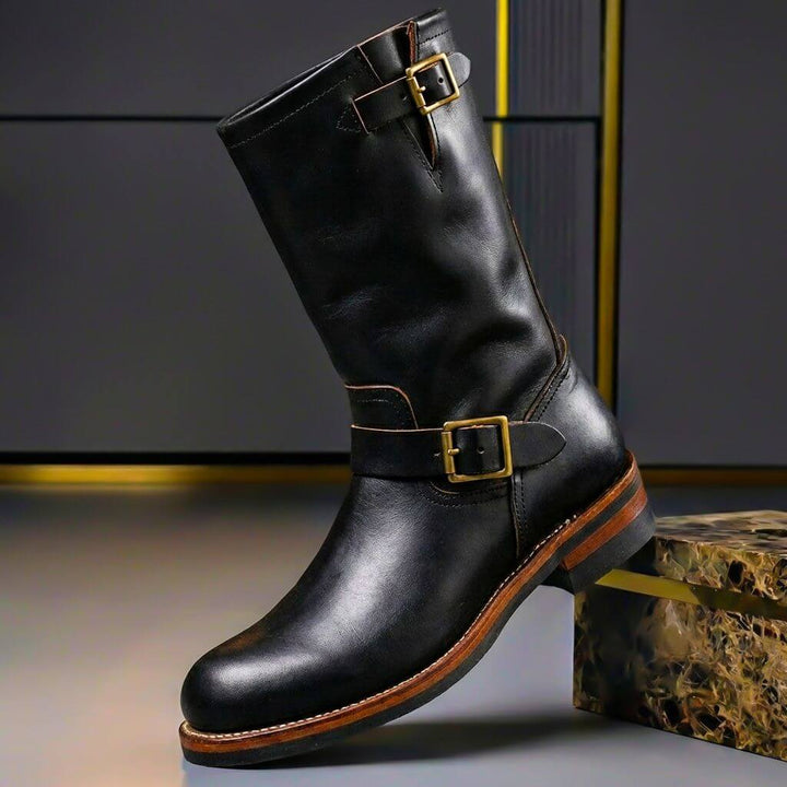 Evelyn | Stylish Men's Vintage Leather Boots With Buckle Details