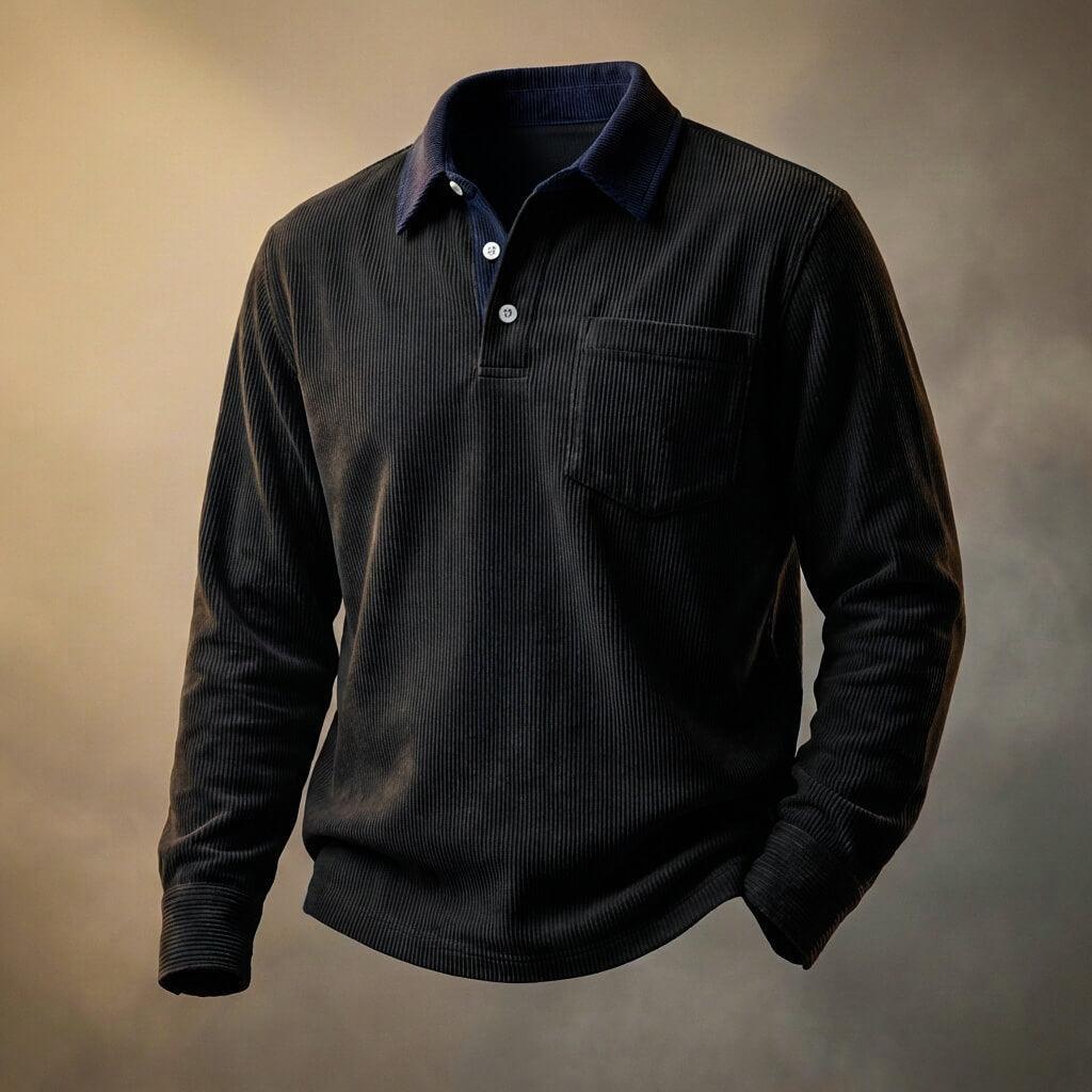 Marco | Stylish Men's Long Sleeve Corduroy Polo Shirt
