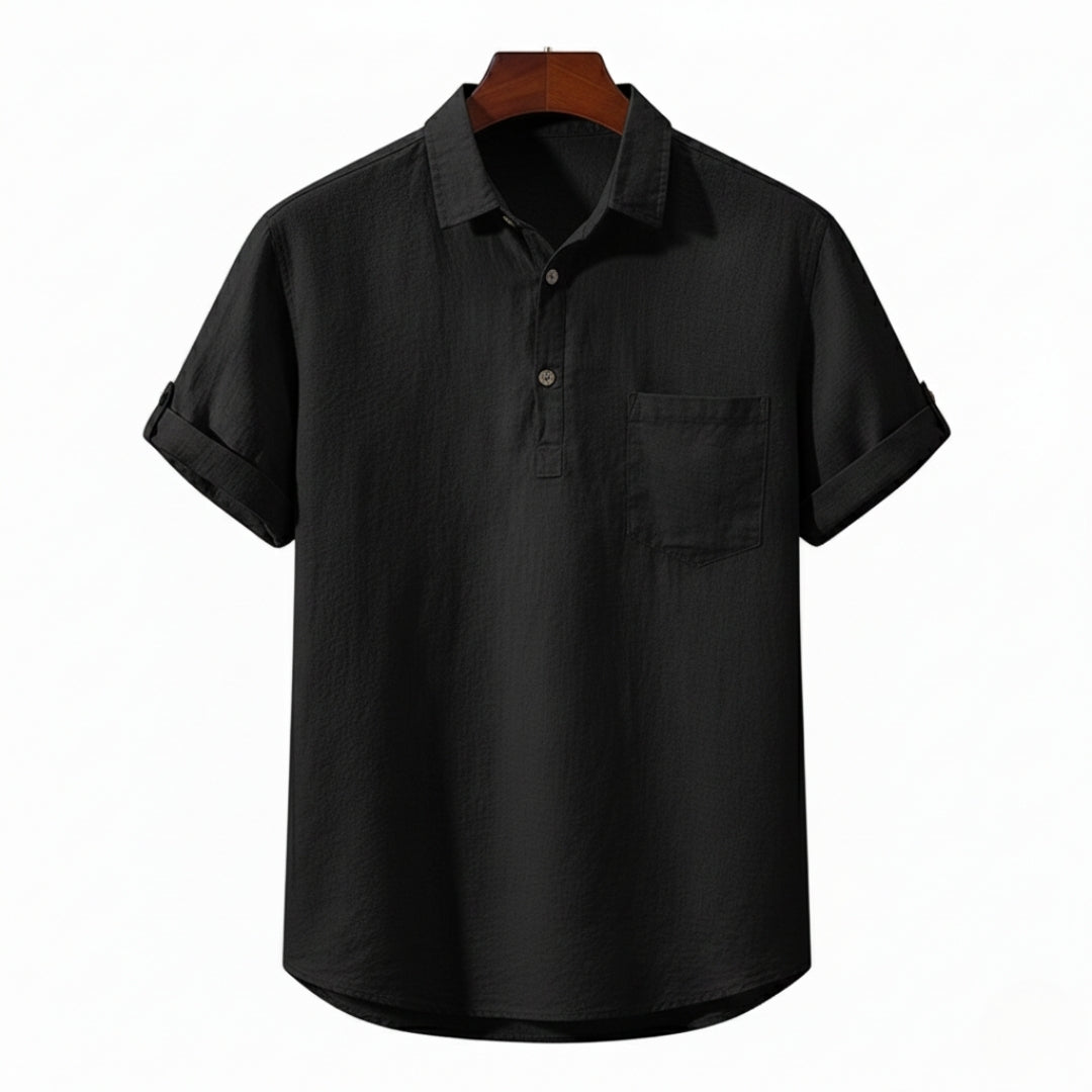 Oslo | Casual Linen Henley Shirt Men - Short Sleeve