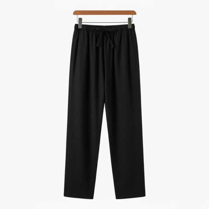 Fez | Elegant Drawstring Linen Pants - Oversized Relaxed Fit