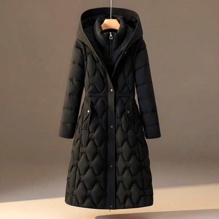Eliza | Elegant Quilted Long Hooded Puffer Coat