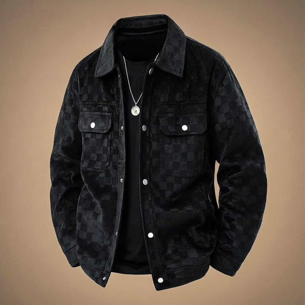 Tucker | Stylish Checkered Suede Button-Up Jacket