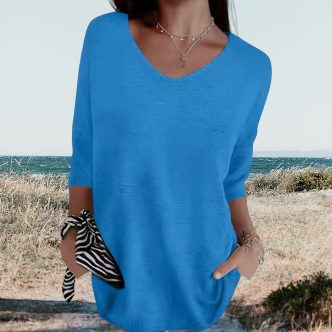 Freya | Effortless V-Neck Lightweight Summer Sweater