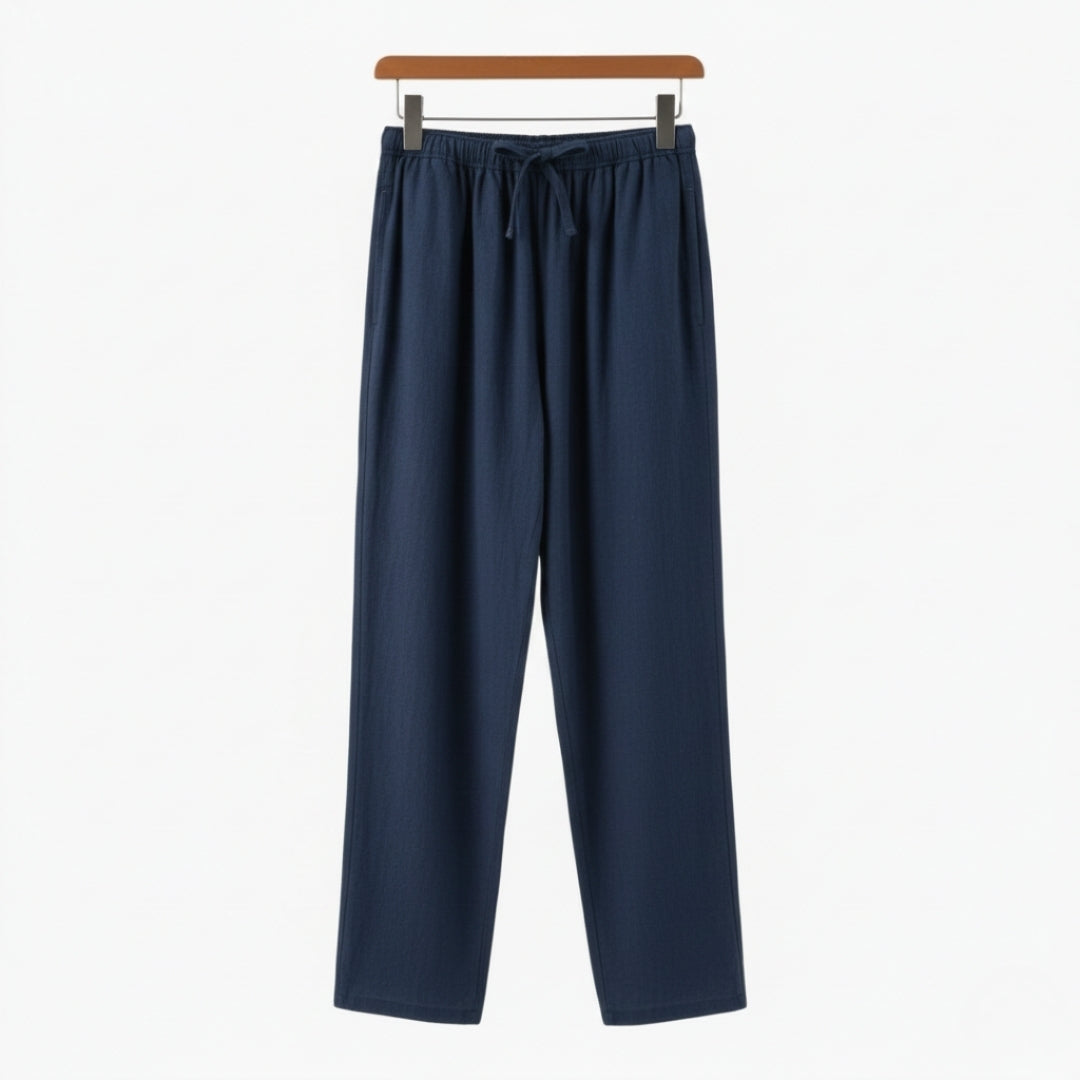 Fez | Elegant Drawstring Linen Pants - Oversized Relaxed Fit