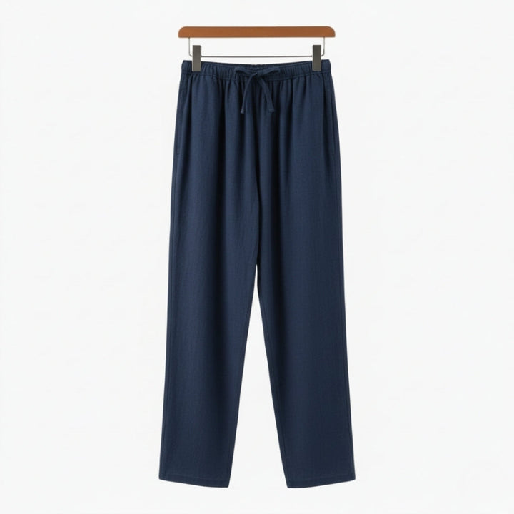 Fez | Elegant Drawstring Linen Pants - Oversized Relaxed Fit