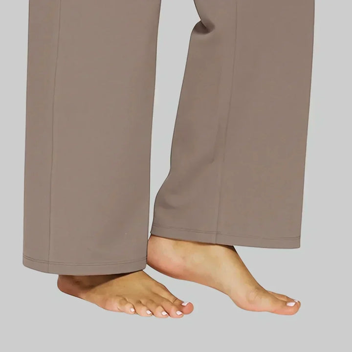 Calista | Elegant High Waisted Wide Leg Jersey Trousers