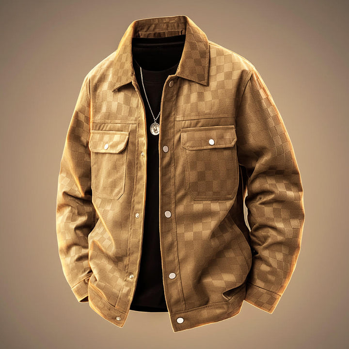 Tucker | Stylish Checkered Suede Button-Up Jacket