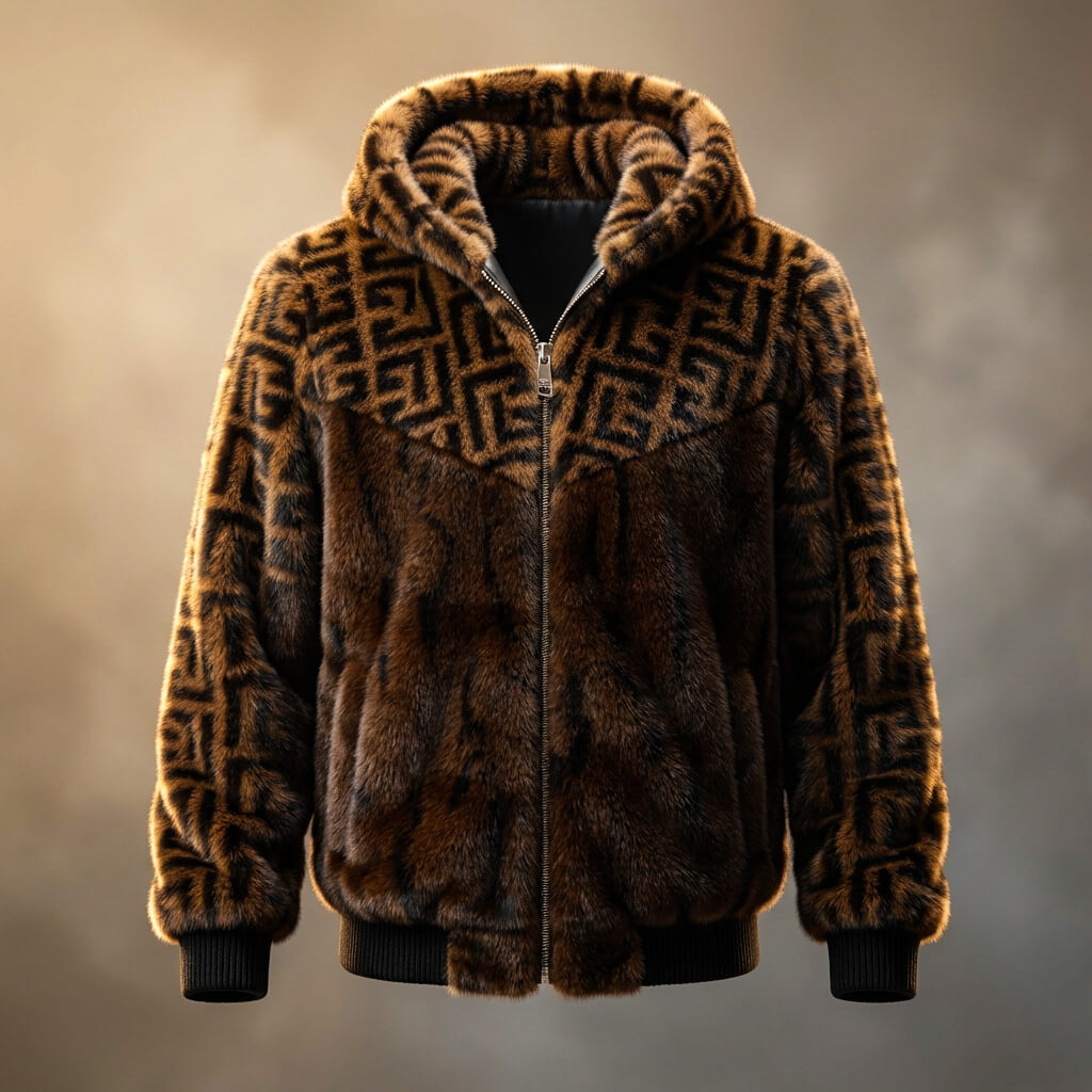 Florence | Luxury Hooded Faux Fur Bomber Jacket With Zipper
