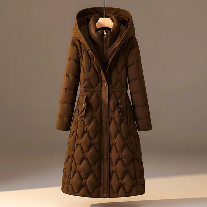 Eliza | Elegant Quilted Long Hooded Puffer Coat