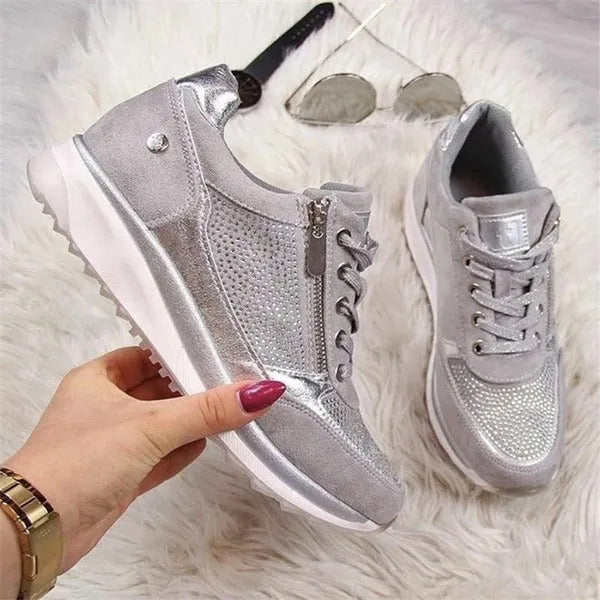 Gabri | Stylish Zip-Up Orthopedic Sneakers With Metallic Accents