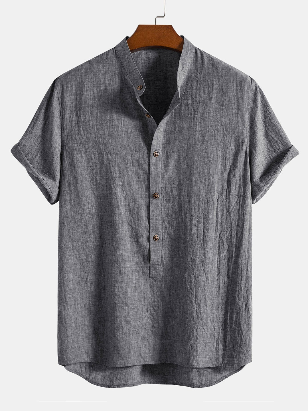 Reggie | Effortless Short Sleeve Linen Shirt Set With Drawstring Pants