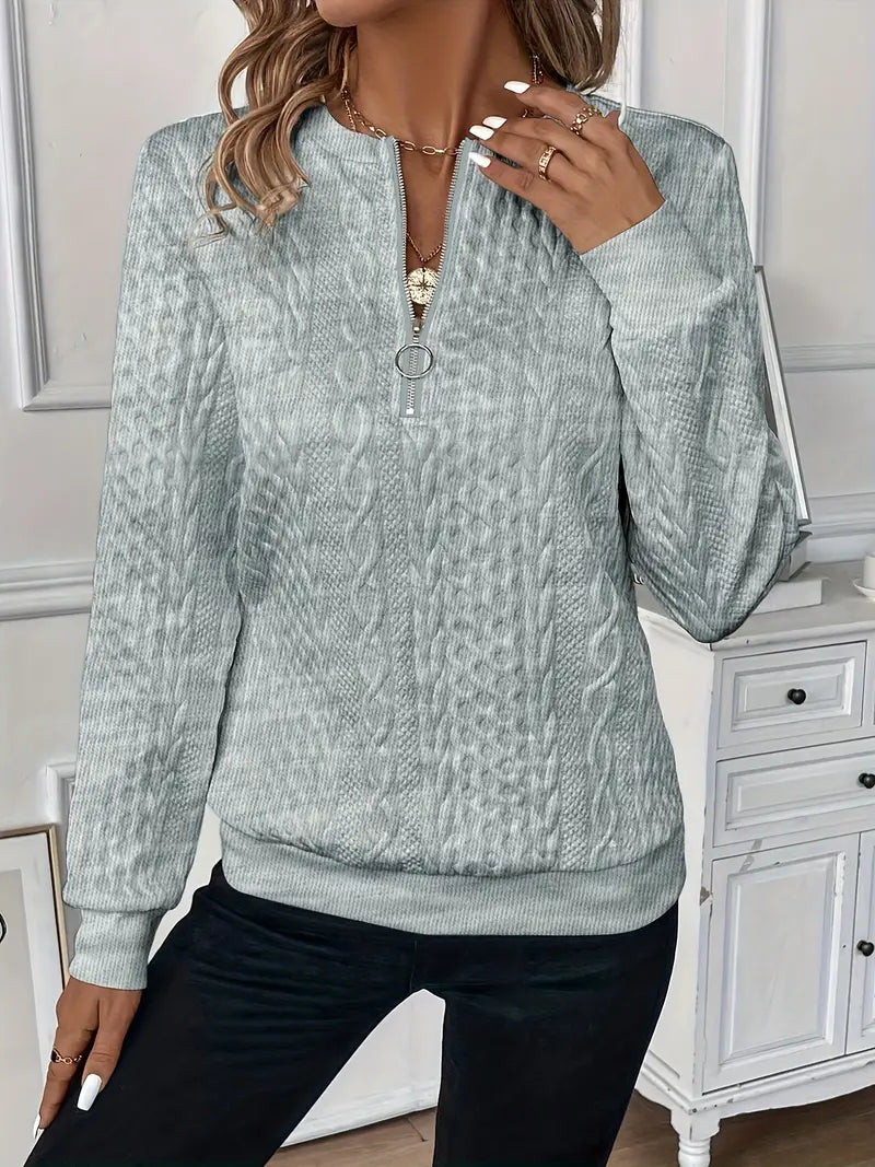 Sybil | Elegant Cable Knit Quarter Zip Jumper