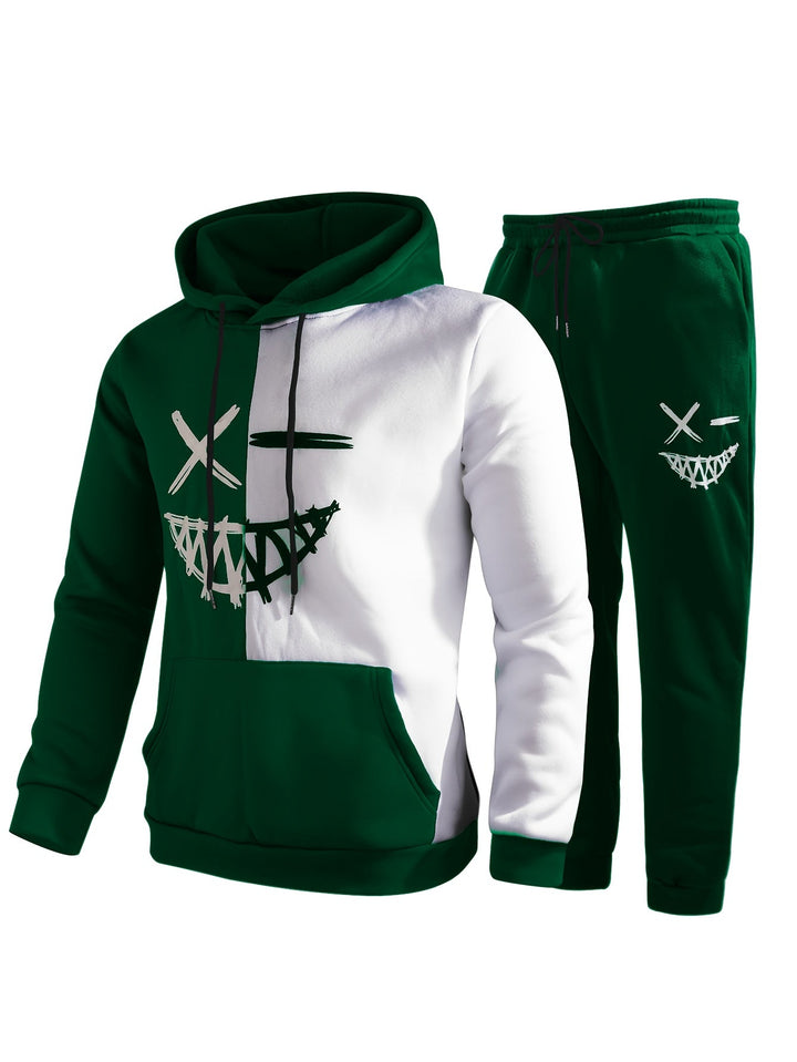 Damien | Stylish Color Block Hoodie And Jogger Set With Graphic Design