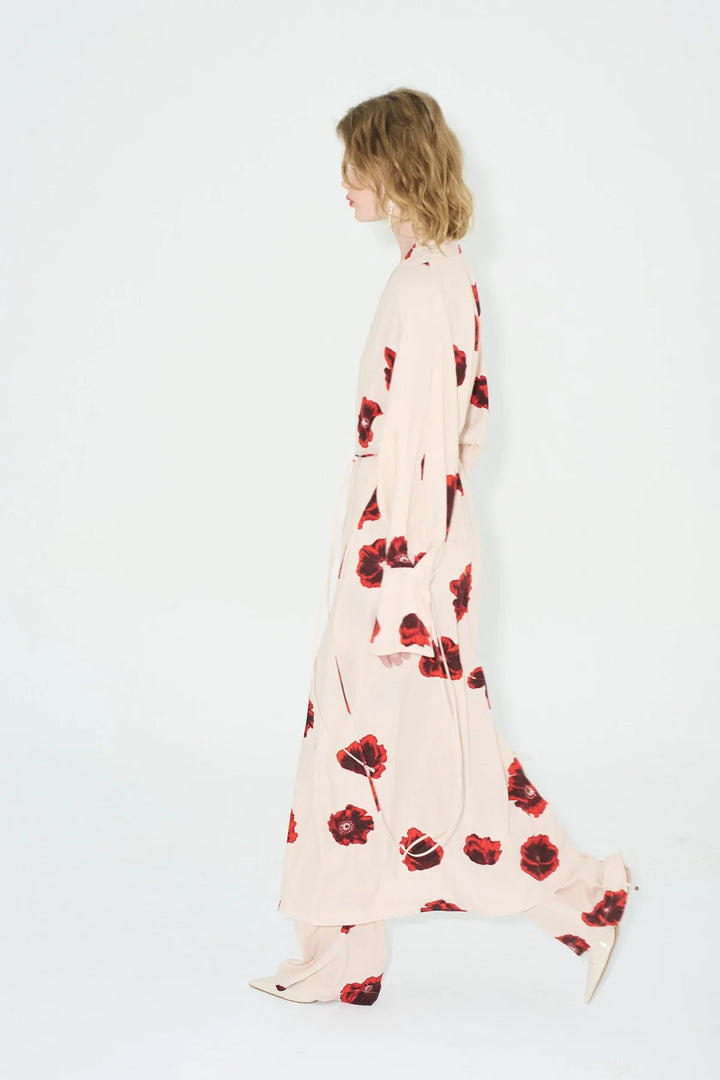 Dahlia | Elegant Floral Print Wrap Maxi Kimono Dress