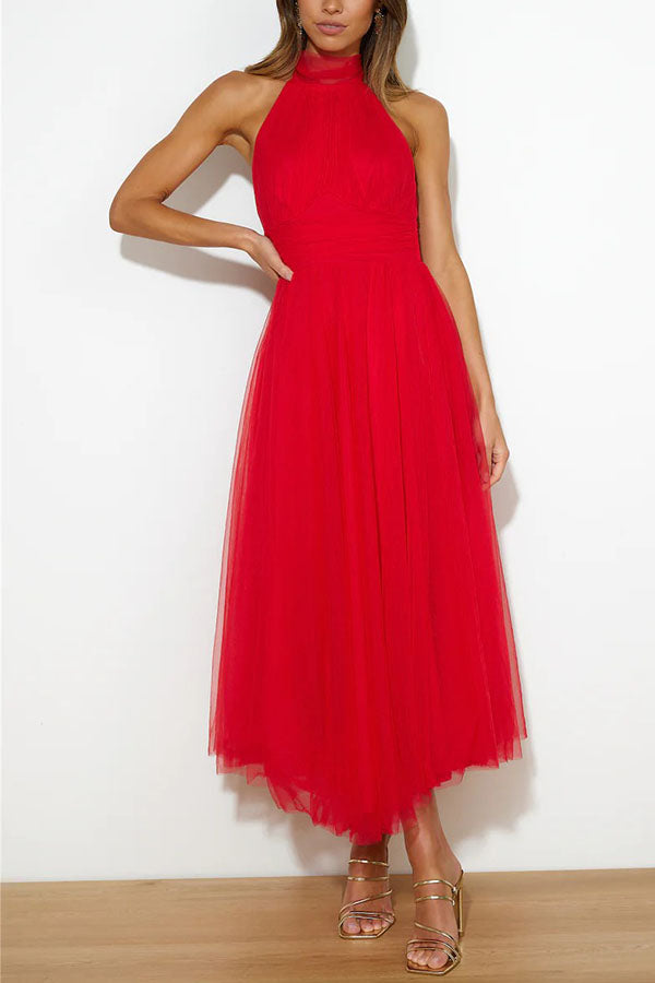 Beatrice | Elegant Halter Tulle Maxi Dress