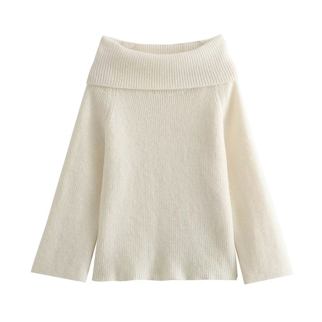 Sophia | Elegant Off Shoulder Black Knit Jumper Women