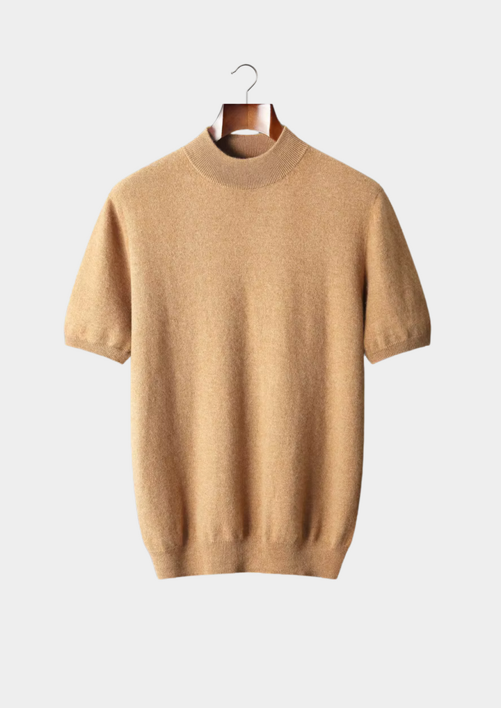 Anastasia | Elegant Mock Neck Short Sleeve Cashmere Sweater