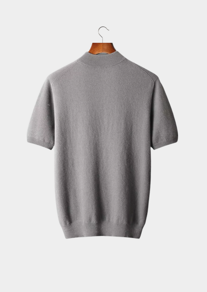 Anastasia | Elegant Mock Neck Short Sleeve Cashmere Sweater