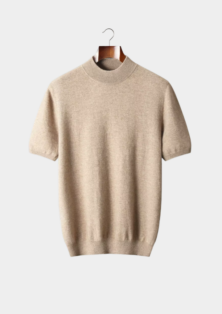 Anastasia | Elegant Mock Neck Short Sleeve Cashmere Sweater