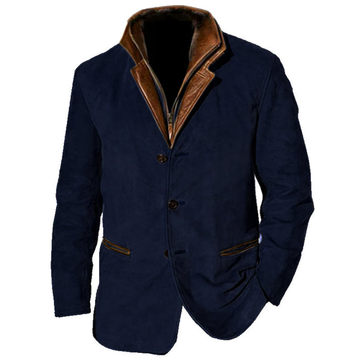 Rosanna | Stylish Men's Suede Blazer With Leather Trim Details