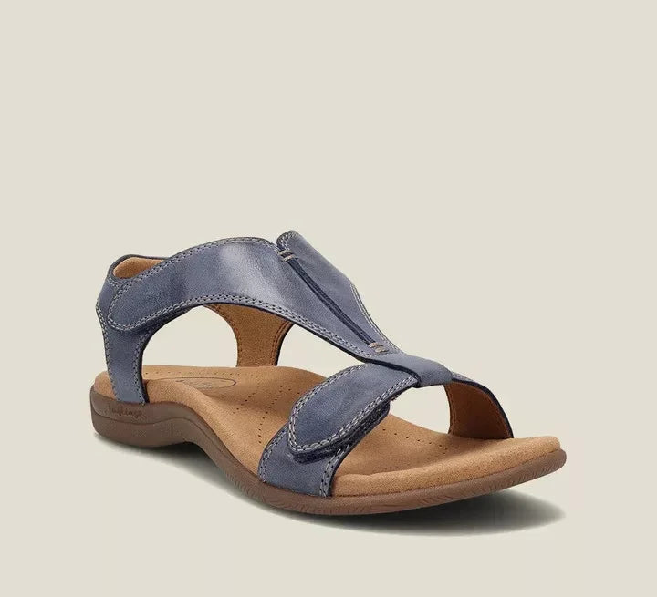 Finola | Elegant Black Leather Orthopedic Sandals With Arch Support