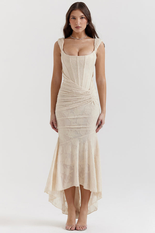 Naomi | Elegant Square Neck Ruched Maxi Dress