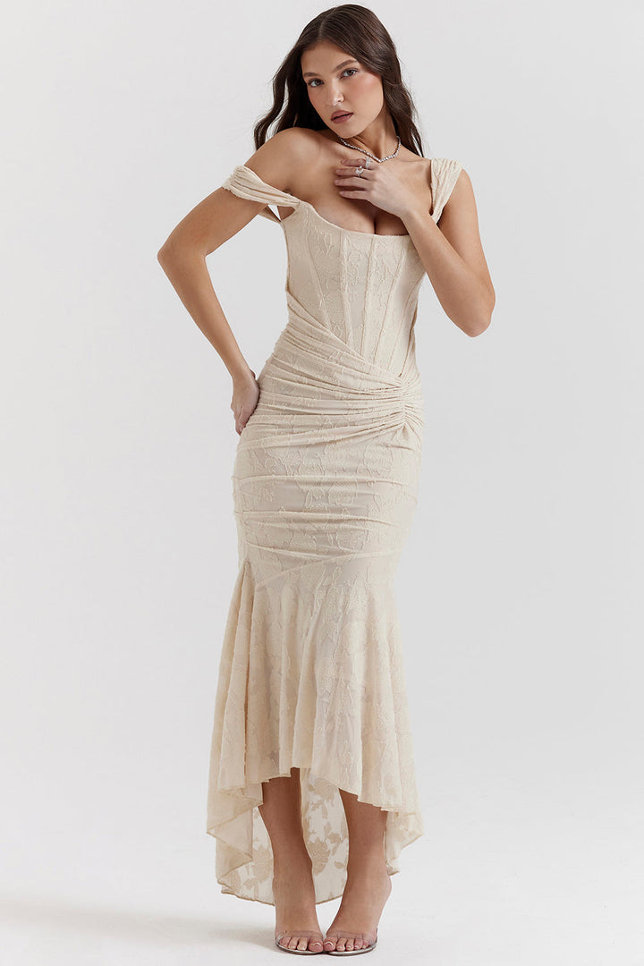 Naomi | Elegant Square Neck Ruched Maxi Dress