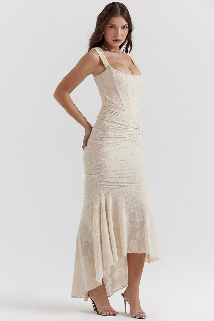 Naomi | Elegant Square Neck Ruched Maxi Dress