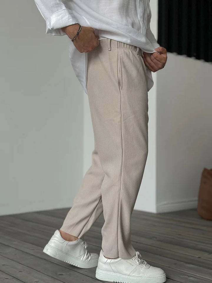 Hudson | Elegant Ribbed Pleated Casual Pants Men