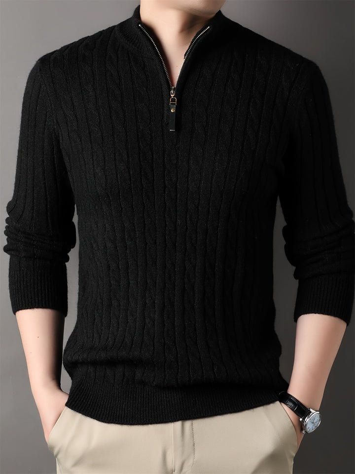 Connor | Men’s Half Zip Ribbed Knit Sweater