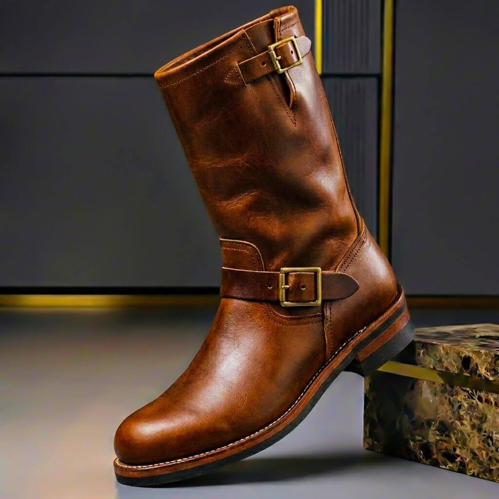 Evelyn | Stylish Men's Vintage Leather Boots With Buckle Details