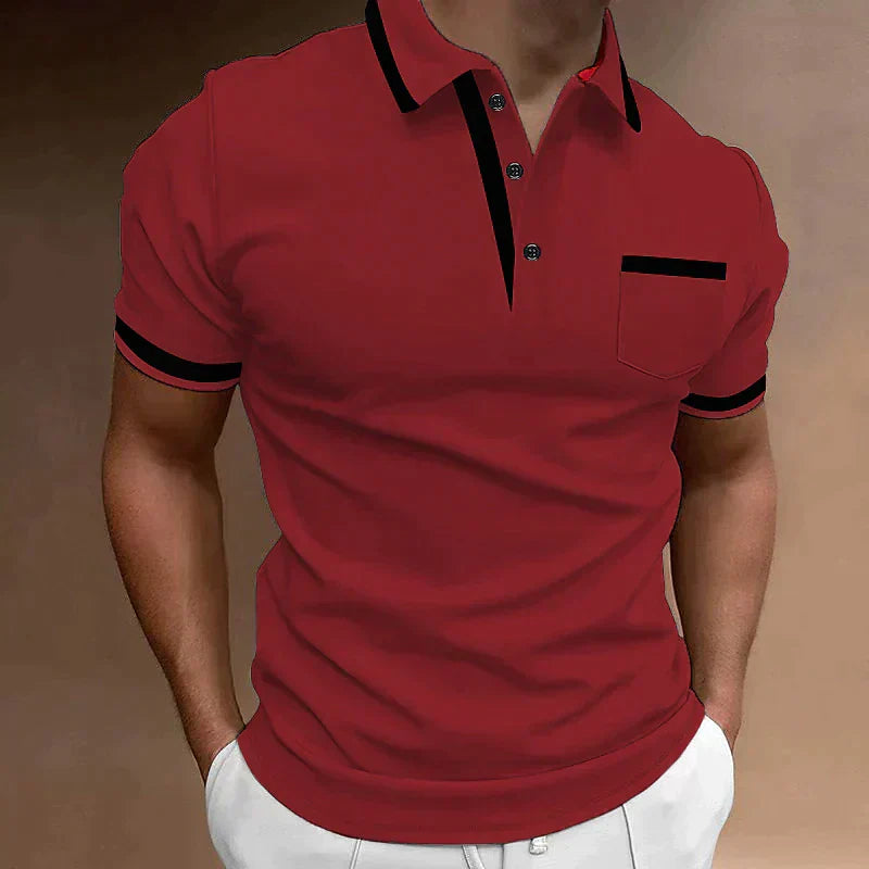 Rosie | Stylish Contrast Trim Fitted Polo Shirt Men