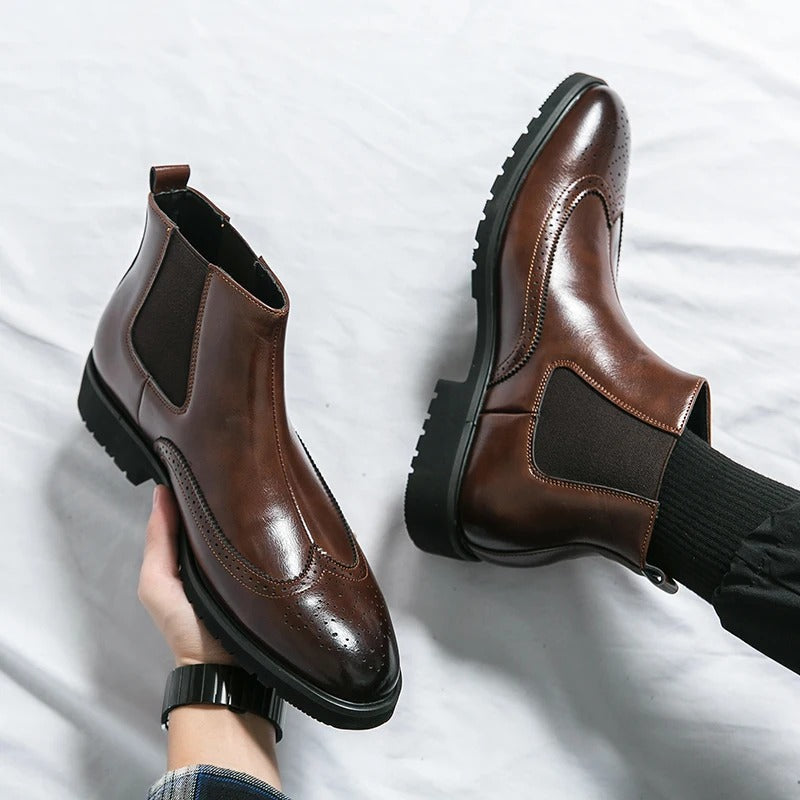 Margot | Elegant Brogue Chelsea Boots With Premium Leather