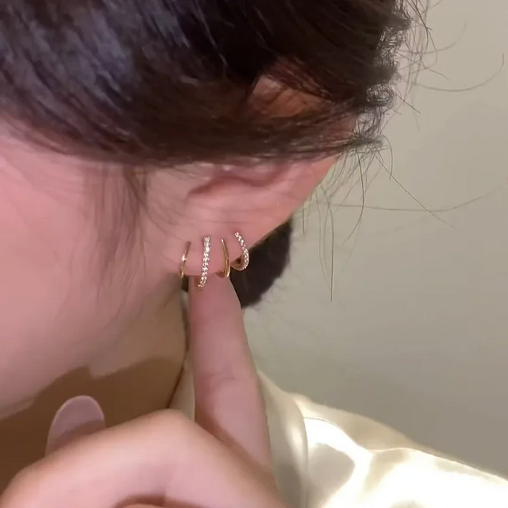 Tiana | Elegant Gold Hoop Earrings With Crystal Accents