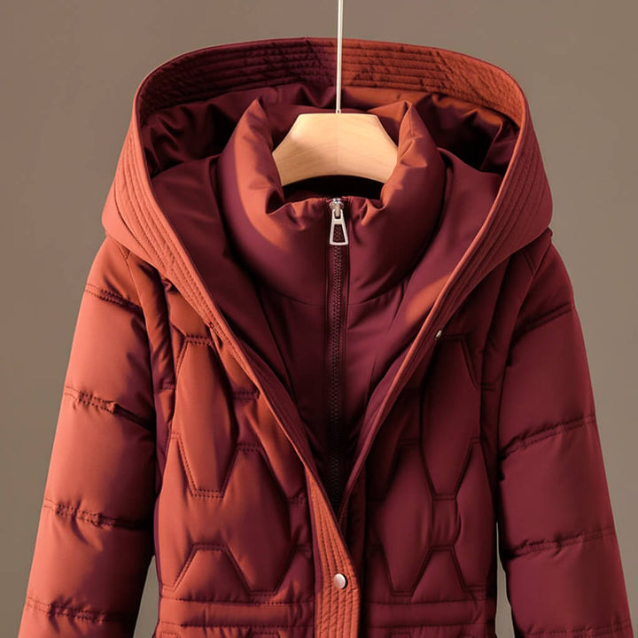 Vivienne | Elegant Quilted Hooded Long Coat With Premium Warmth