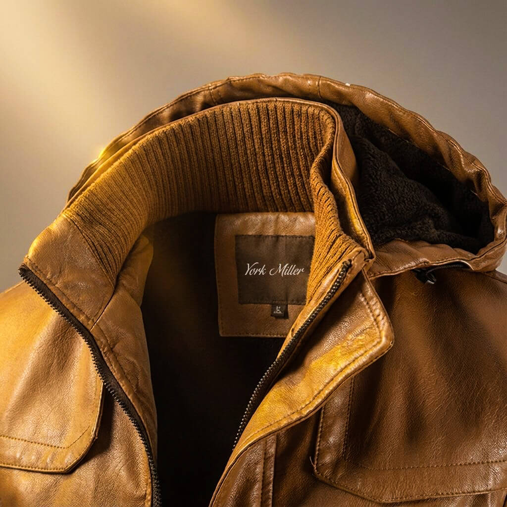 Wren | Sleek Hooded Leather Jacket With Fleece Lining