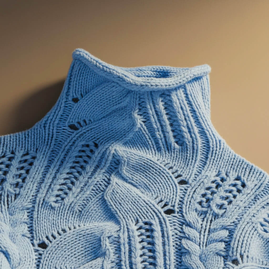Elara | Elegant Cable Knit Mock Neck Merino Sweater